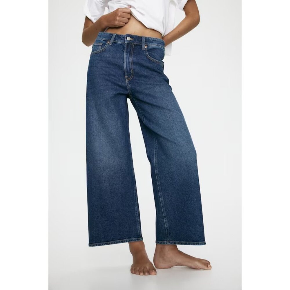 H&M Women Pants Jeans Wide jeans Ankle length Blue Size 4 A000584